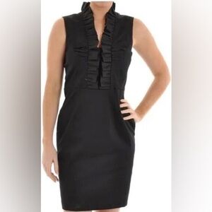 TED BAKER London - Betsi Dress in Charcoal - ruffle collar, sleeveless, pockets